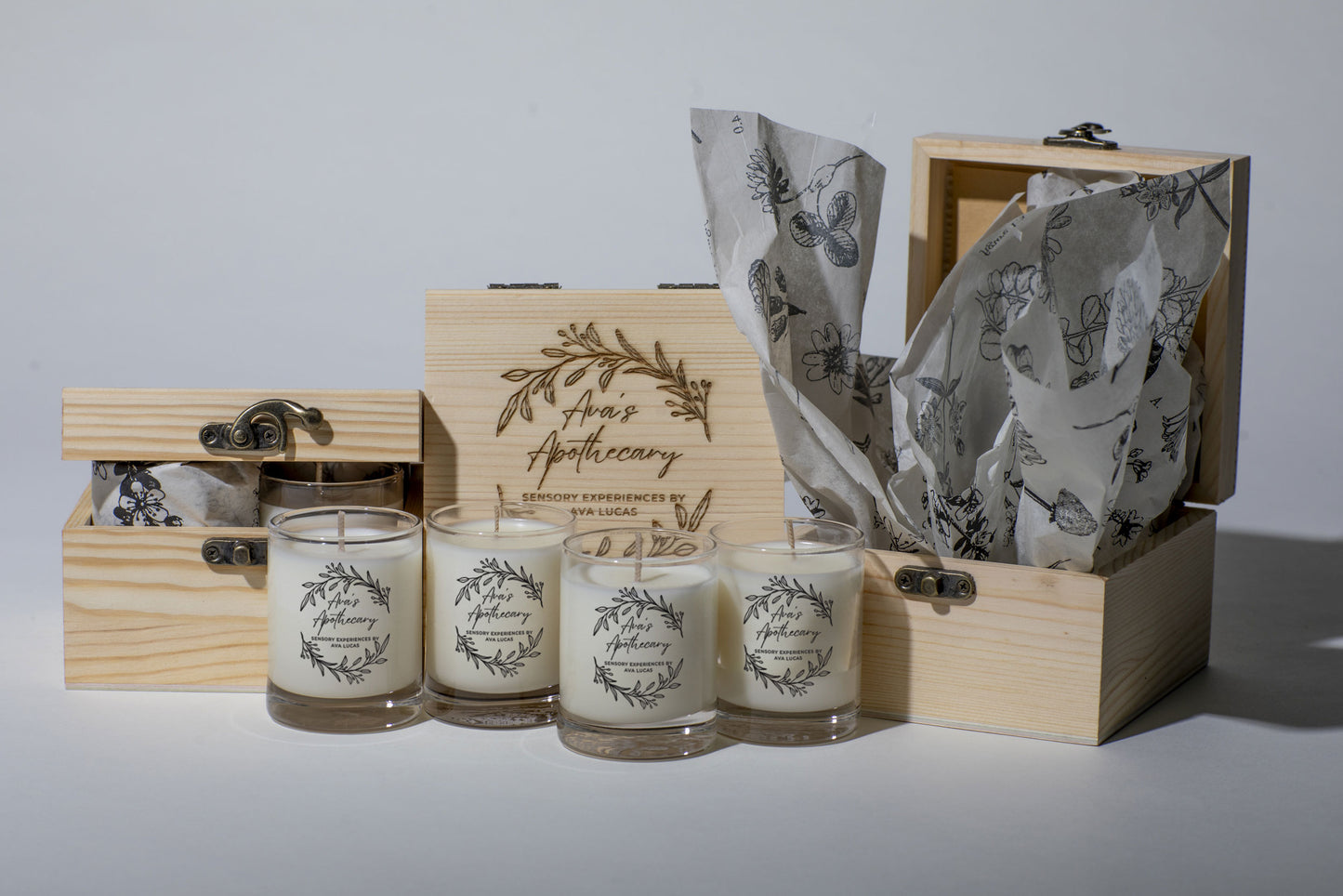 Ava's HOME: Set of Four NATURAL WAX- Votive Candles